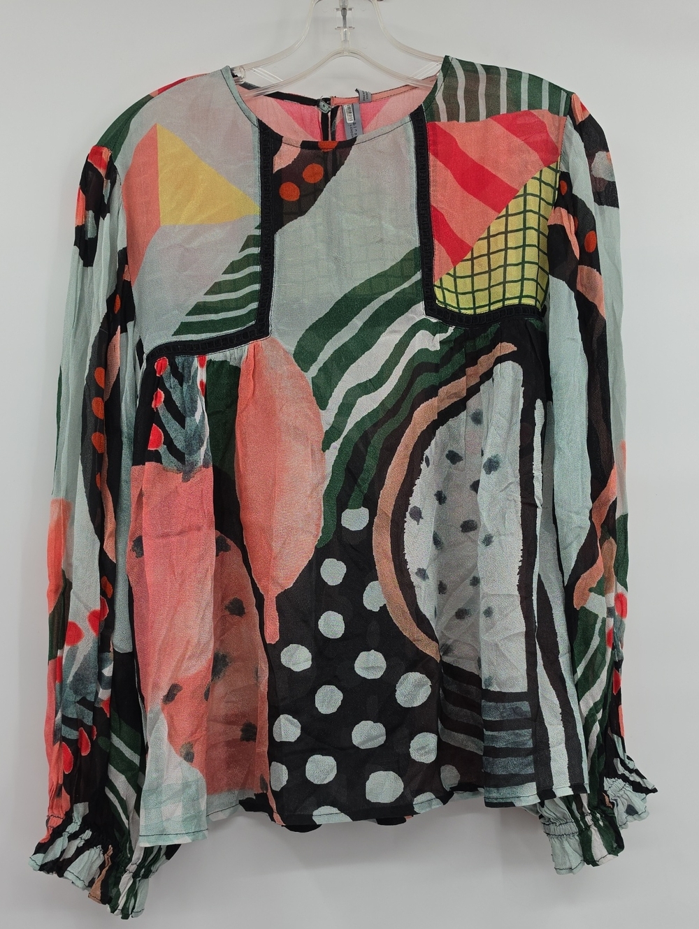 Blank London Miranda Peasant Women's Multicolor Abstract Pattern Size S